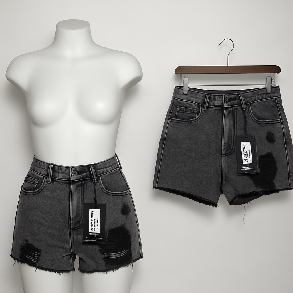 683 Womens Black Denim Shorts